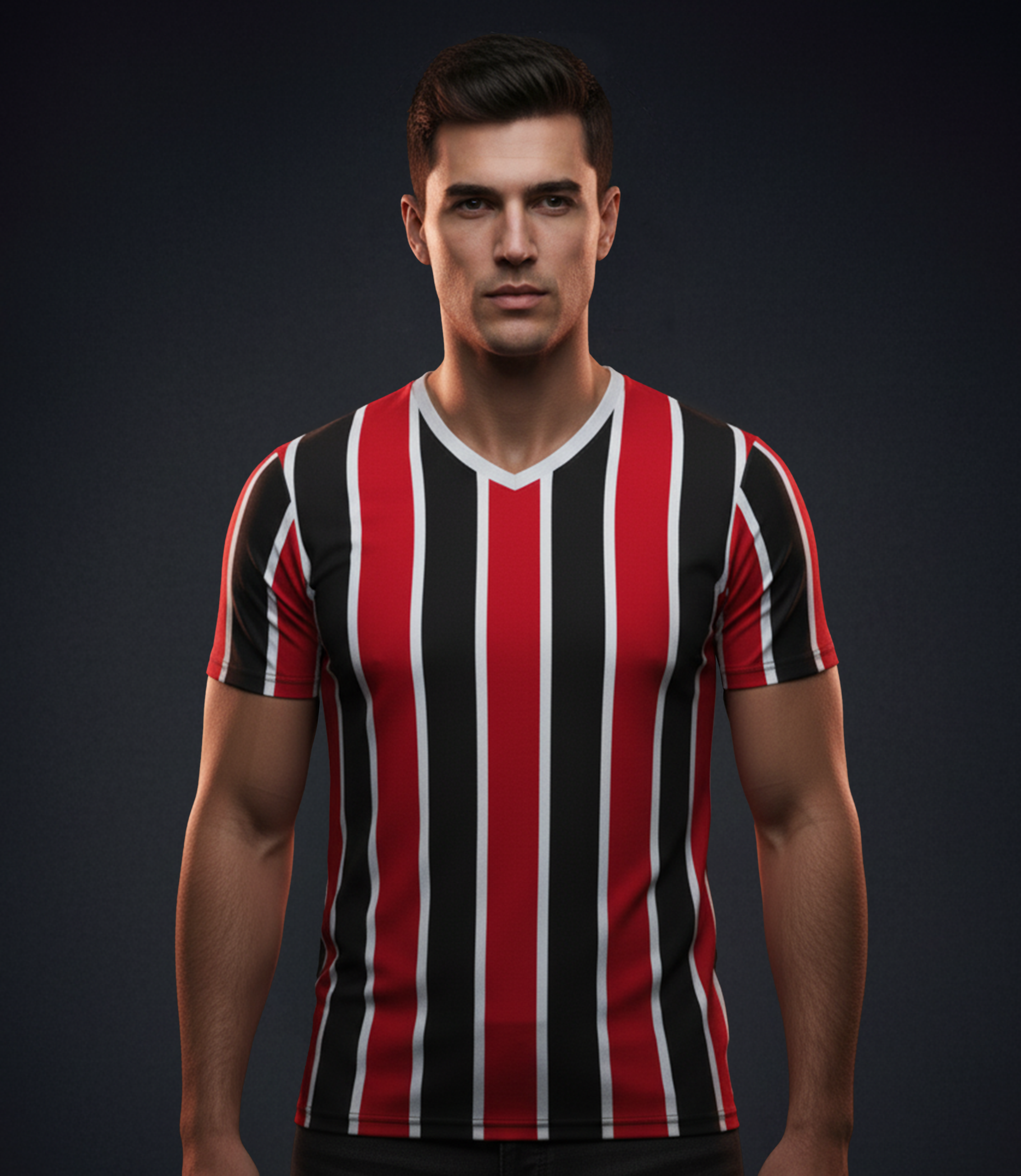 EDGE V Neck Vertical Stripe Men’s T-Shirt - 3978