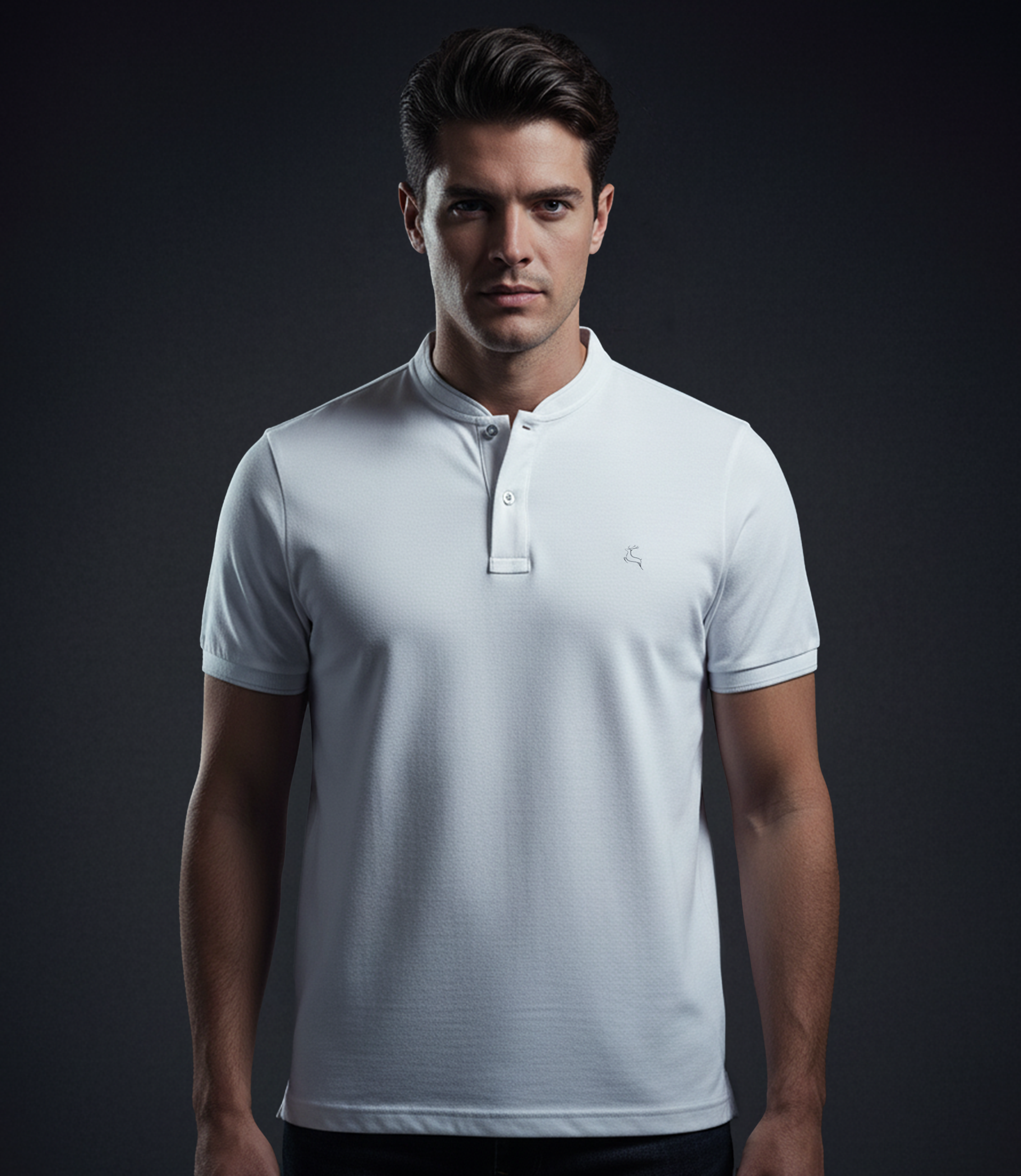 EDGE Mandarin Collar Men’s Solid Color T- shirt - 52633