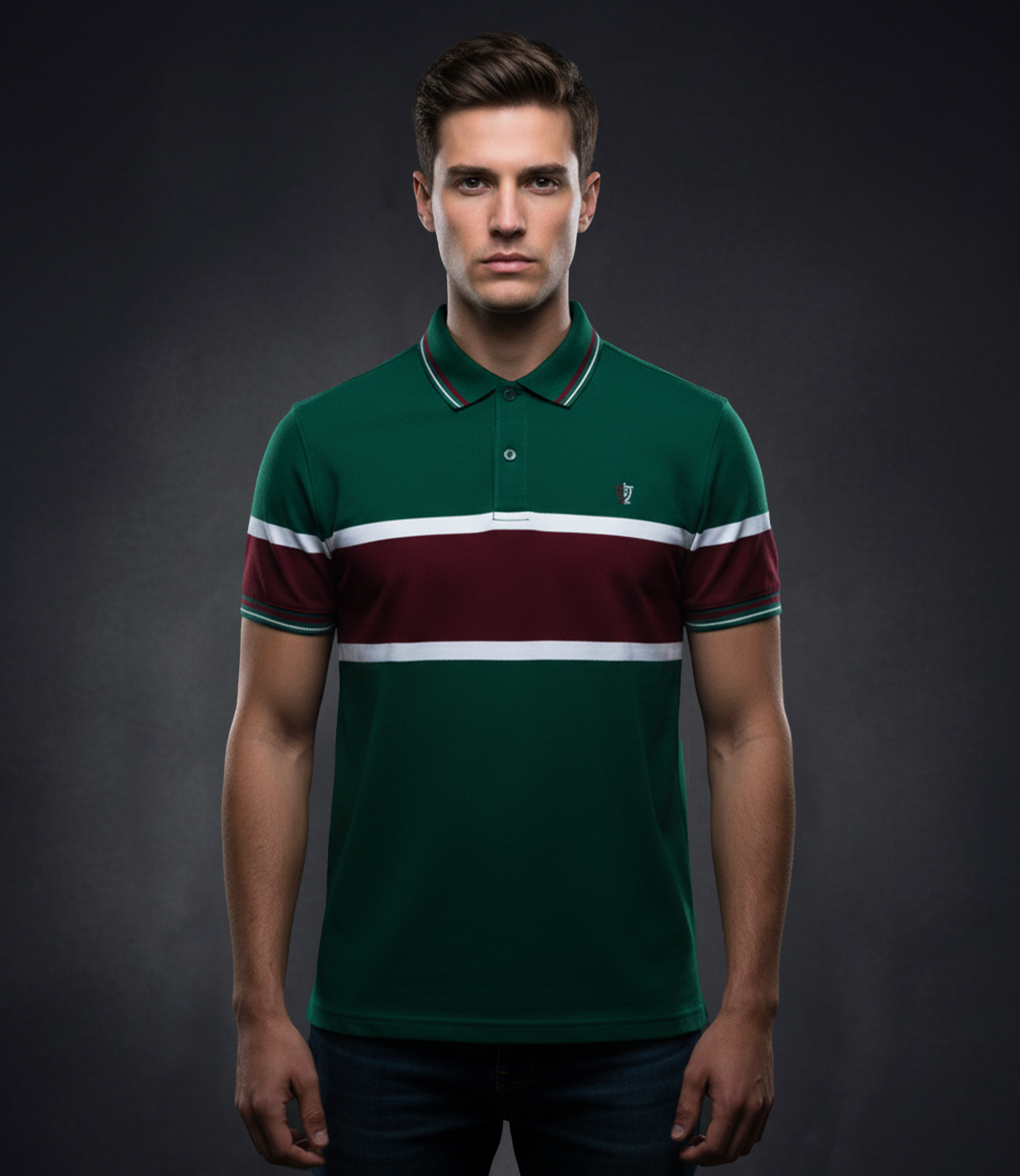 EDGE Tipping Collar Men’s Bold Stripe Polo Shirt - 52851