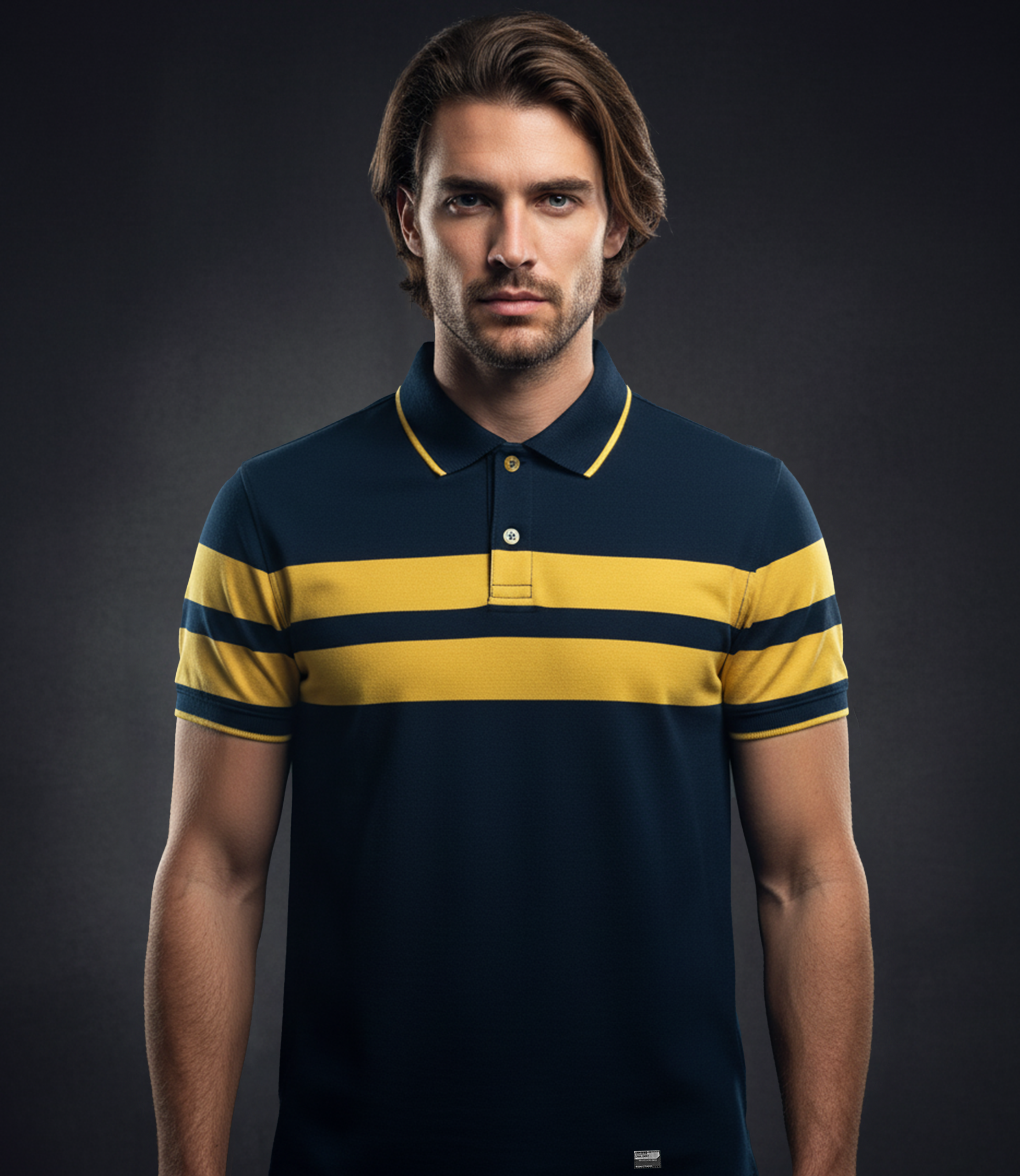 EDGE Double Tipping Collar Men’s Stripe Polo Shirt - 52467