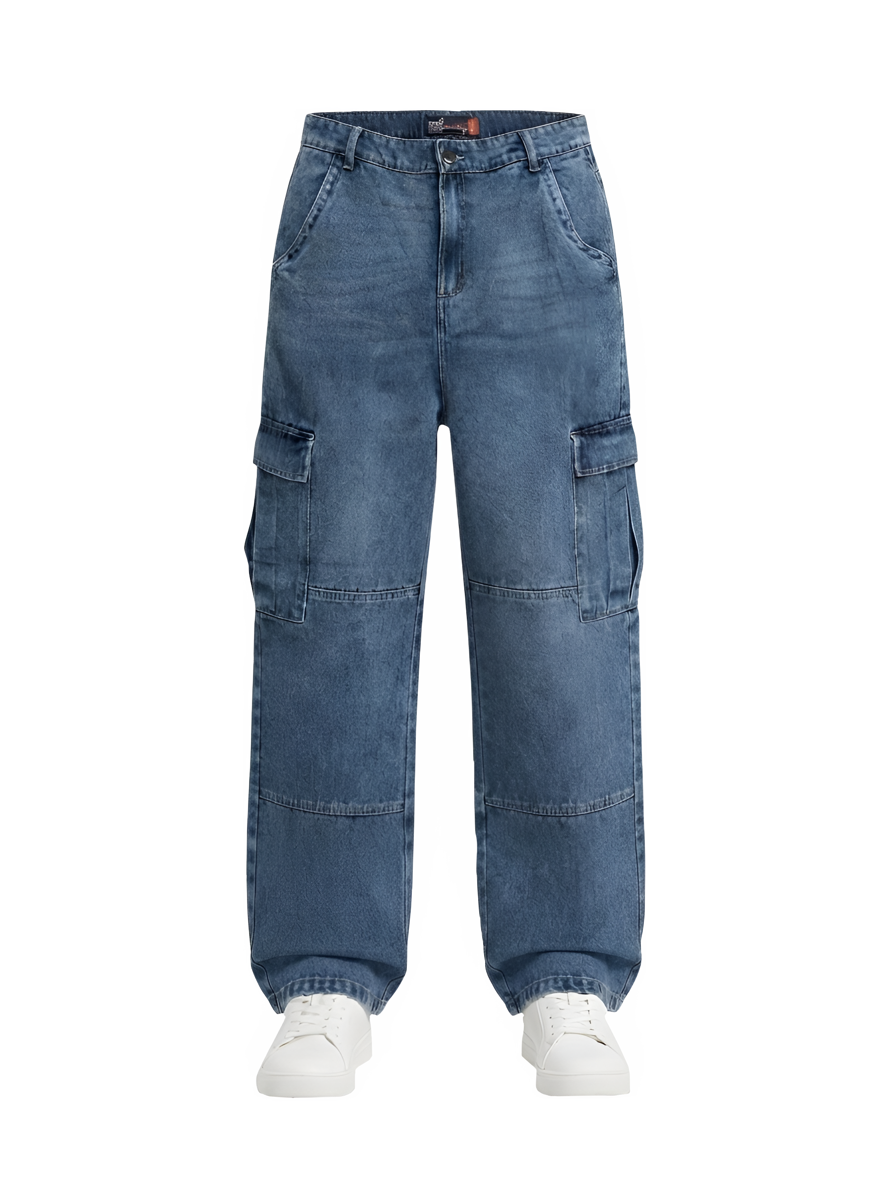EDGE Men's Faded Blue Big Fold Cargo Denim - 4257