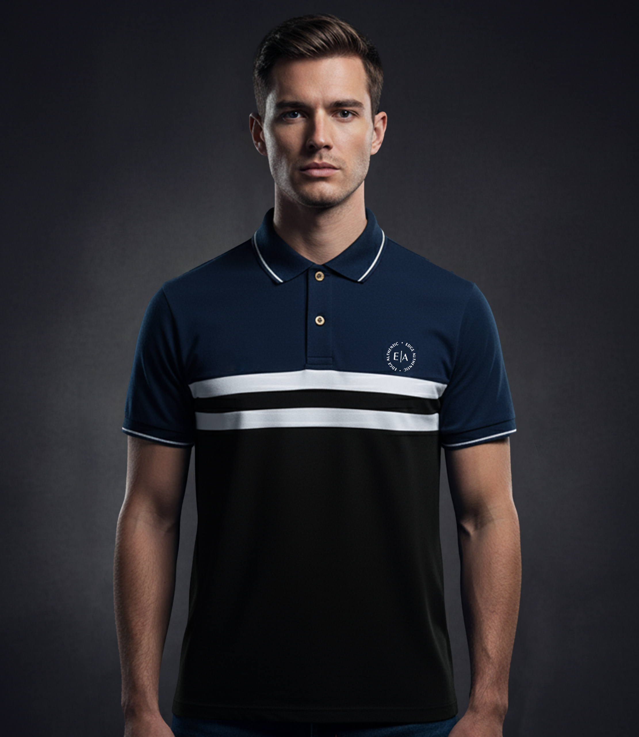 EDGE Tipping Collar Men’s Color Block Polo Shirt - 52847