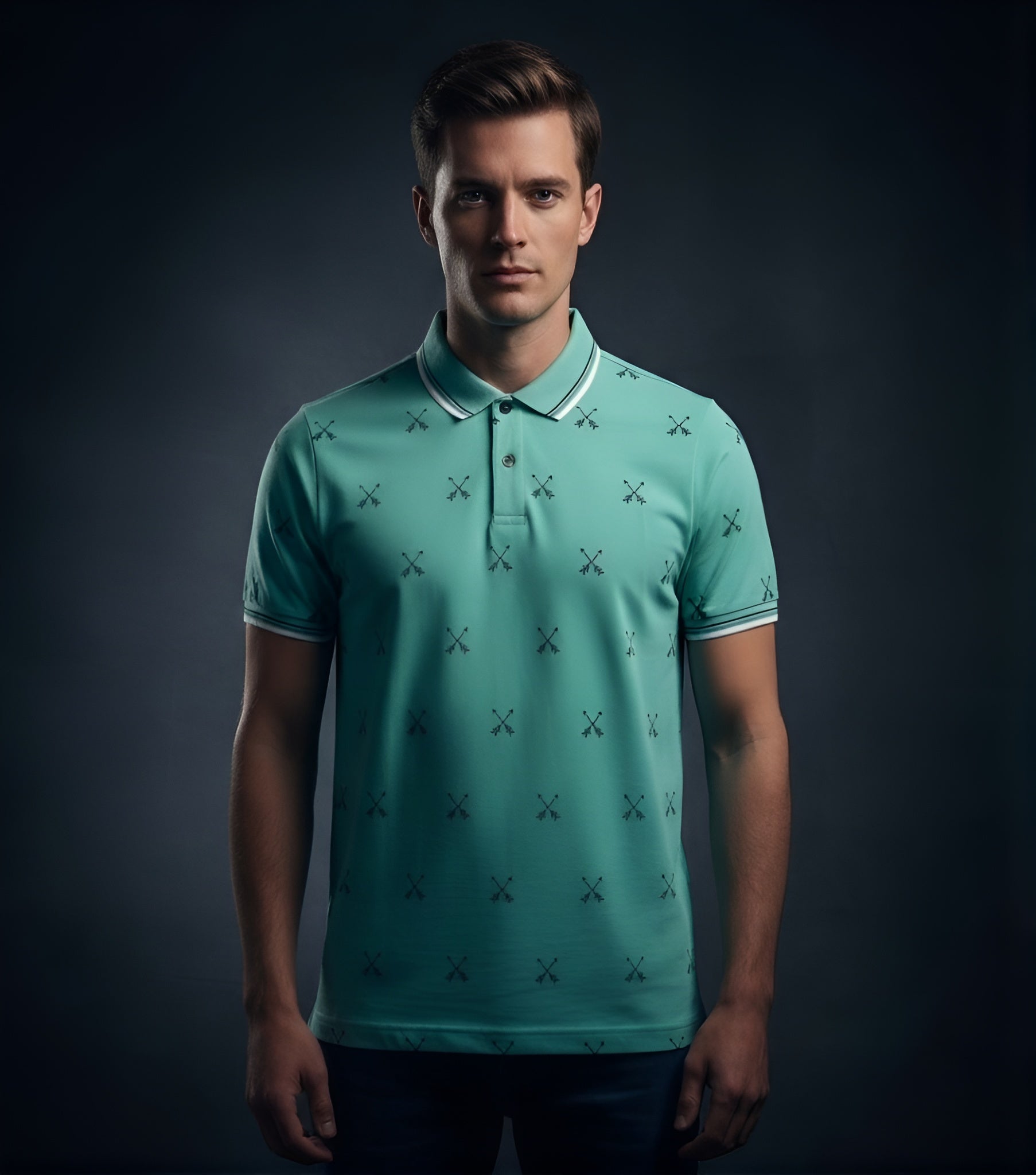 EDGE Double Tipping Collar Men’s AOP Polo Shirt - 52658